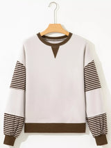 Contrast Striped Long Sleeve Sweatshirt - Trendsi - Flyclothing LLC