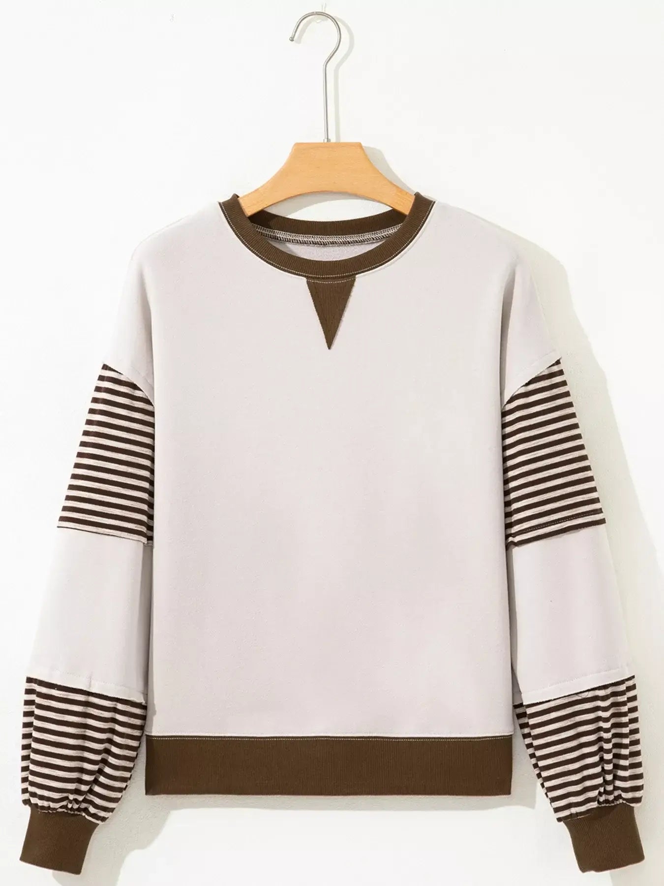 Contrast Striped Long Sleeve Sweatshirt - Trendsi - Flyclothing LLC