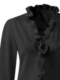 Full Size Ruffled V-Neck Long Sleeve Blouse - Trendsi - Flyclothing LLC