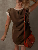 Round Neck Cap Sleeve Mini Dress - Trendsi - Flyclothing LLC
