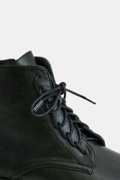 Beast Fashion Faux Leather Lace-Up Boots with Side Zipper - Trendsi - Flyclothing LLC