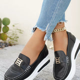 Metal Buckle Round Toe Slip-Ons - Trendsi - Flyclothing LLC