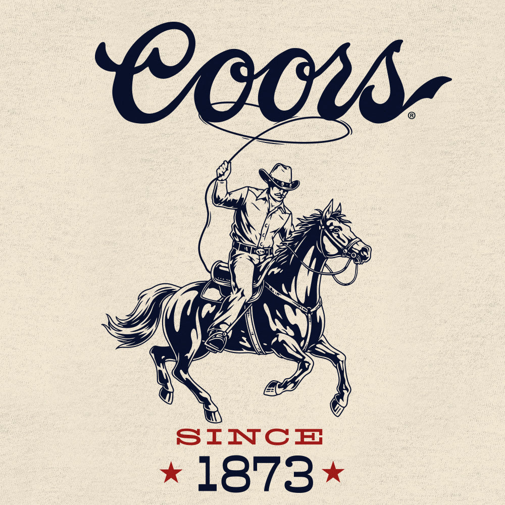 Made in the USA Coors Beer Double Sided Cowboy T-Shirt - Natural Beige