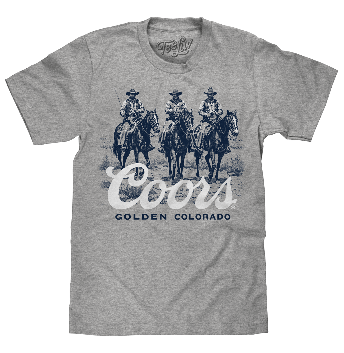 Coors Golden Colorado Ranch Cowboys Beer T-Shirt - Athletic Heather - Tee Luv - Flyclothing LLC