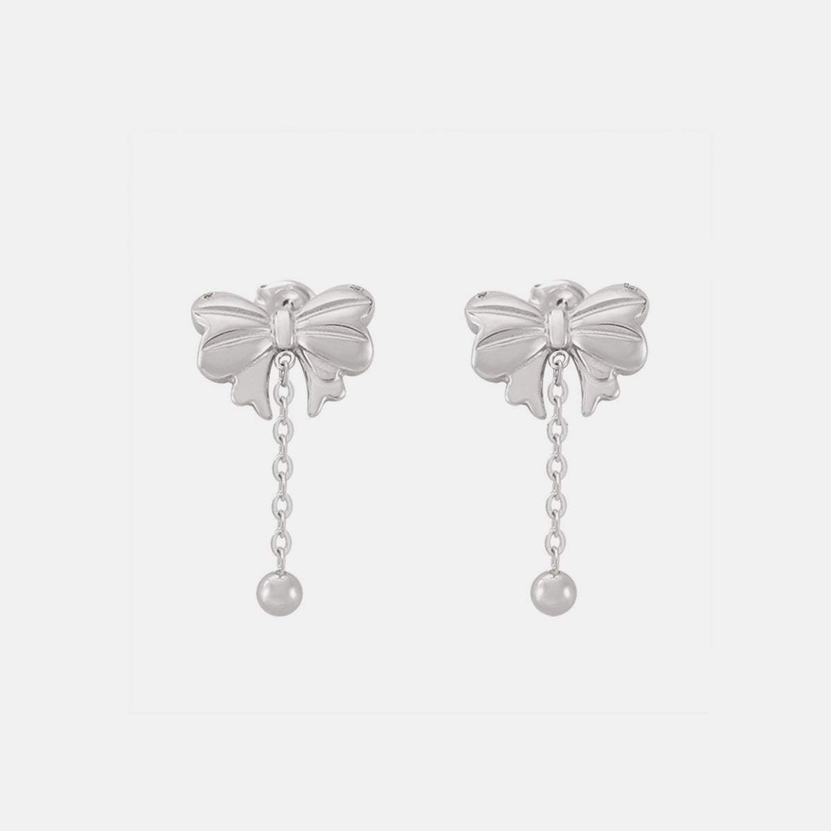Titanium Steel Bow Earrings - Trendsi - Flyclothing LLC