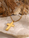 18K Gold-Plated Inlaid Zircon Cross Necklace - Trendsi