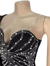 Rhinestone Pearl Detail One-Shoulder Mermaid Maxi Dress - Trendsi - Flyclothing LLC