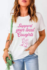 Letter Graphic Round Neck Short Sleeve T-Shirt - Trendsi - Flyclothing LLC