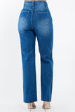 American Bazi High Waist Distressed Wide Leg Jeans - Trendsi