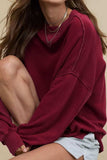 Side Slit Round Neck Long Sleeve Sweatshirt - Trendsi - Flyclothing LLC