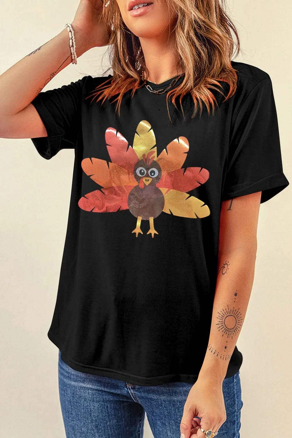 Graphic Round Neck Short Sleeve T-Shirt - Trendsi - Flyclothing LLC