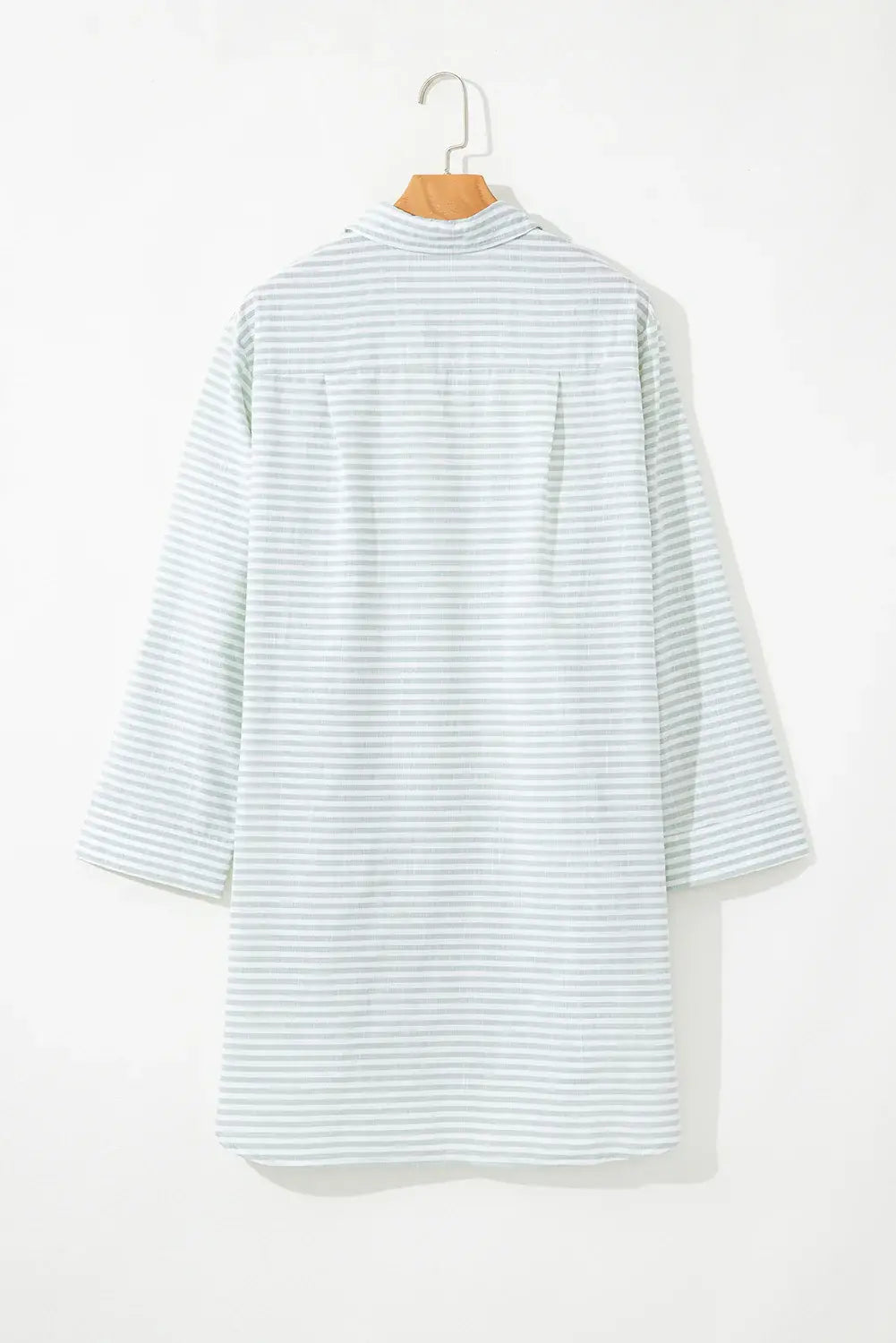 Striped Johnny Collar Long Sleeve Mini Shirt Dress - Trendsi - Flyclothing LLC