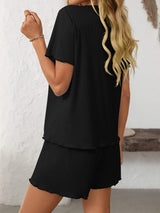 Mandy Round Neck Short Sleeve Top and Shorts Set - Trendsi - Flyclothing LLC