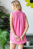 Heimish Full Size Texture Button Up Sleeveless Top - Trendsi