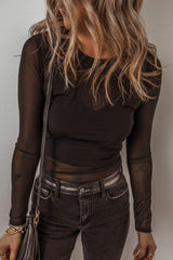 V-Neck Cami and Round Neck Long Sleeve Bodysuit Set - Trendsi - Flyclothing LLC