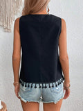 Tassel Printed V-Neck Tank - Trendsi