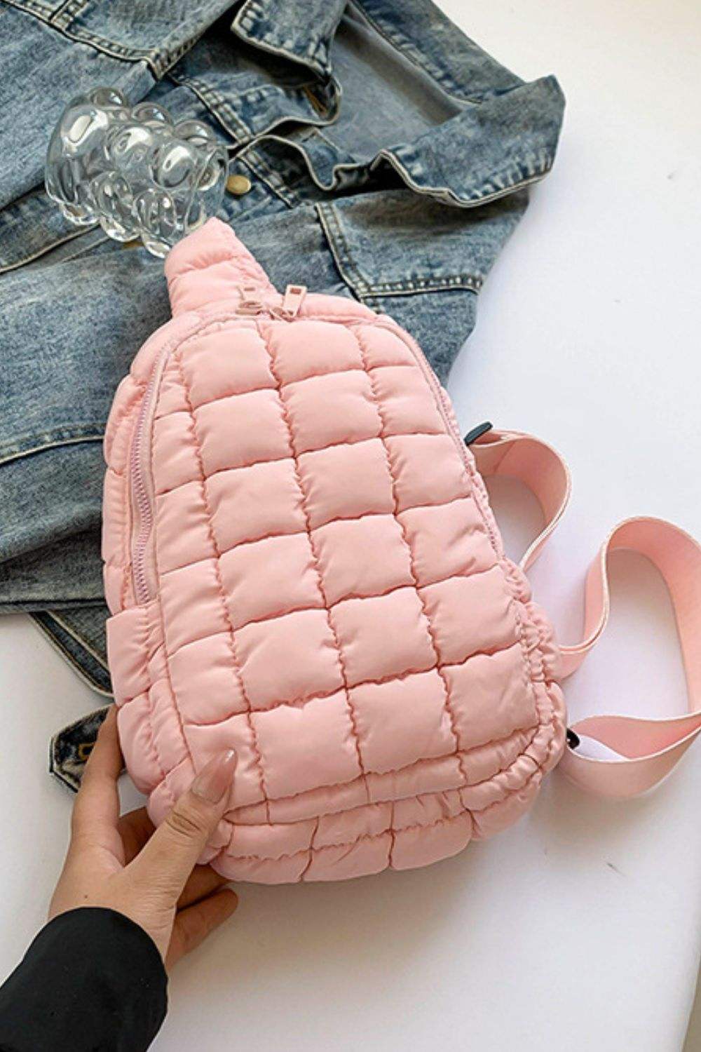 Quilted Nylon Crossbody Bag - Trendsi - Flyclothing LLC