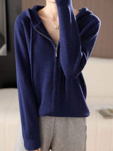 Drawstring Zip Up Long Sleeve Hooded Sweater - Trendsi - Flyclothing LLC
