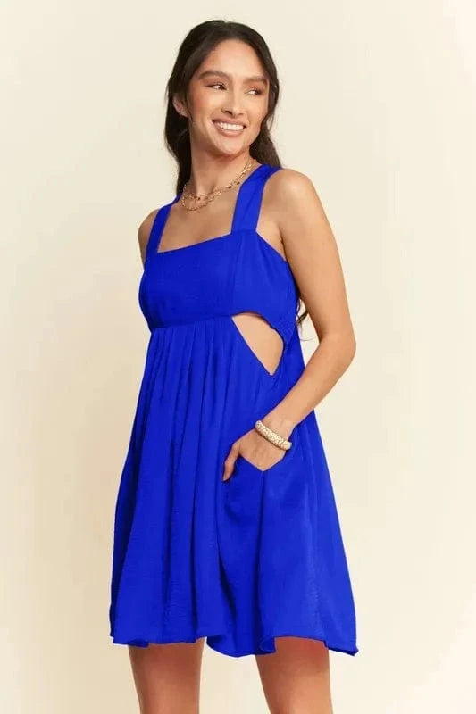 Davi & Dani Washed Satin Cutout Skirt Bandeau Mini Dress - Trendsi