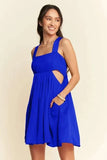 Davi & Dani Washed Satin Cutout Skirt Bandeau Mini Dress - Trendsi