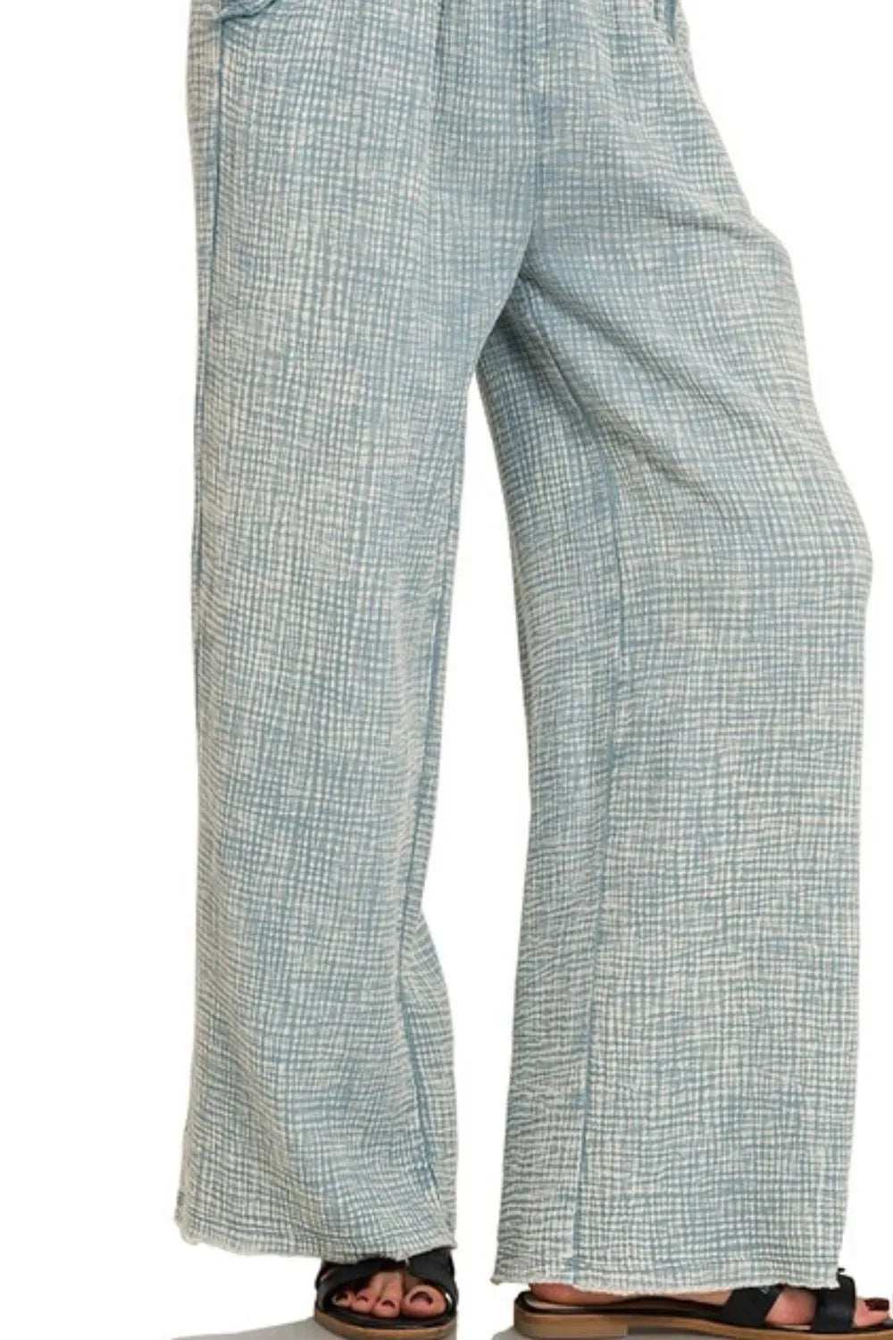 Zenana Washed Double Gauze Elastic Band Waist Pants - Trendsi - Flyclothing LLC
