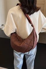 Plaid Quilted Adjustable Strap Crossbody Bag - Trendsi