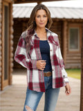 Full Size Pocketed Plaid Collared Neck Shacket - Trendsi - Flyclothing LLC