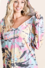 BiBi Tie Dye Print Terry Hoodie - Trendsi - Flyclothing LLC