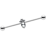 14G Gem Deco Oval Industrial Barbell 38mm - BodyCandy - Flyclothing LLC