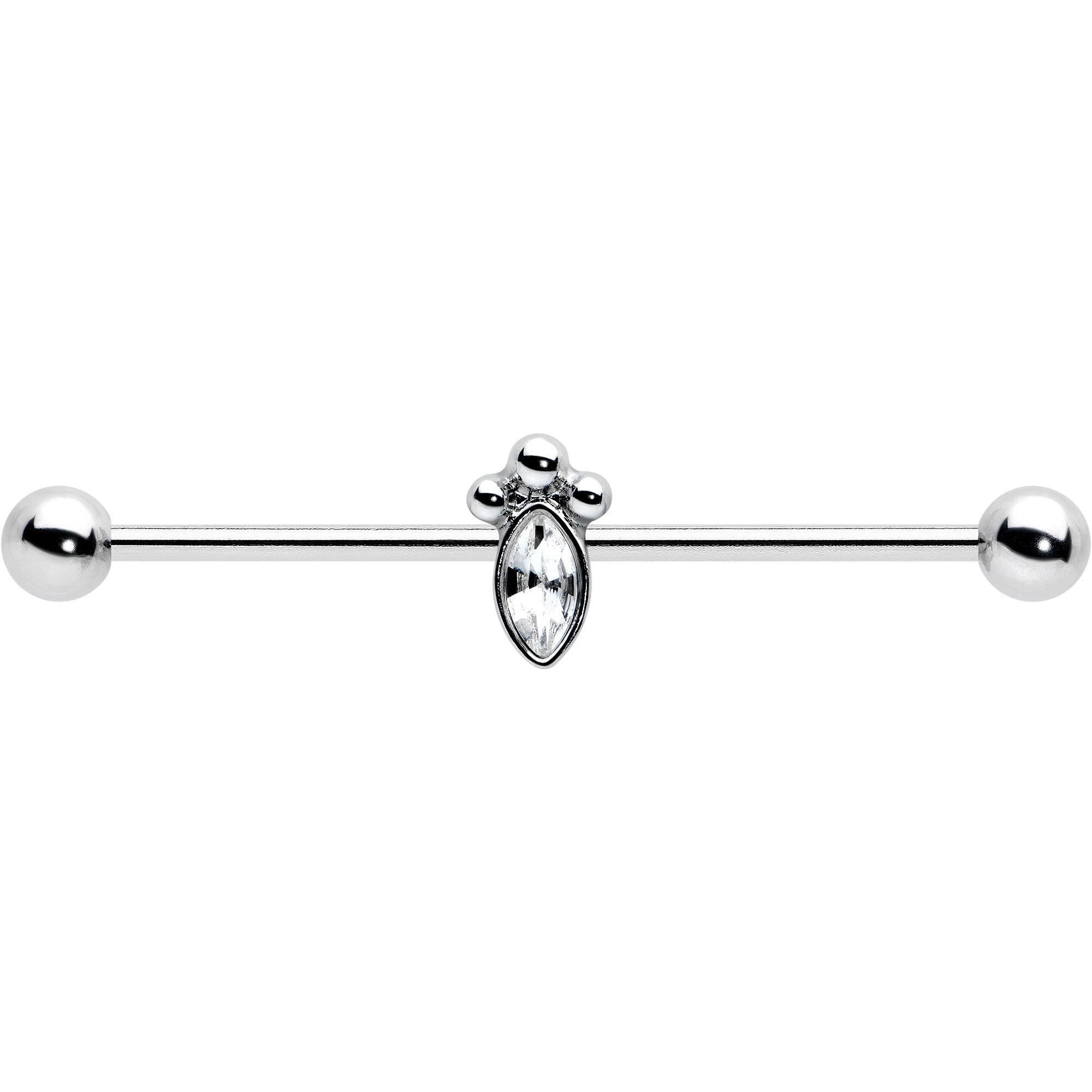 14G Gem Deco Oval Industrial Barbell 38mm - BodyCandy - Flyclothing LLC