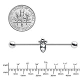 14G Gem Deco Oval Industrial Barbell 38mm - BodyCandy - Flyclothing LLC
