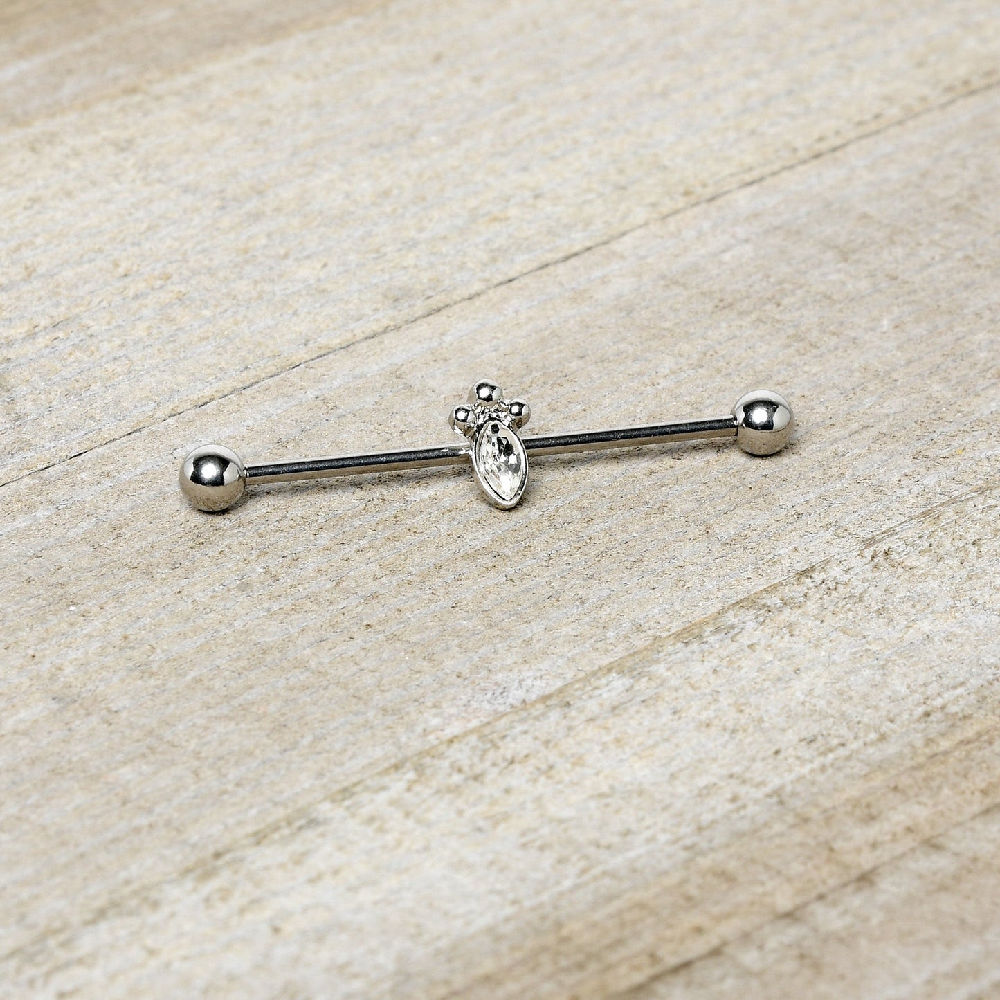 14G Gem Deco Oval Industrial Barbell 38mm - BodyCandy - Flyclothing LLC