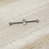 14G Gem Deco Oval Industrial Barbell 38mm - BodyCandy - Flyclothing LLC