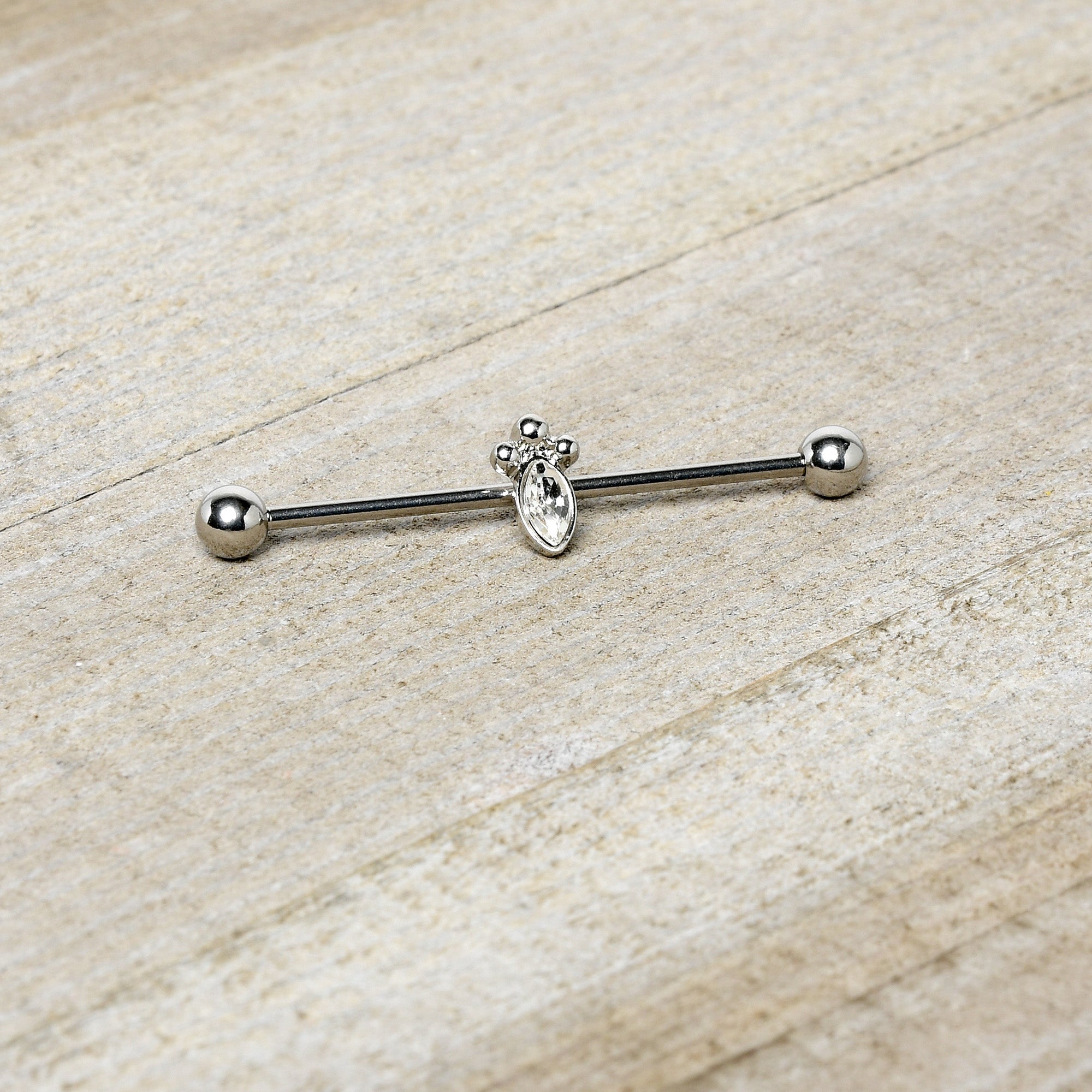 14G Gem Deco Oval Industrial Barbell 38mm - BodyCandy - Flyclothing LLC