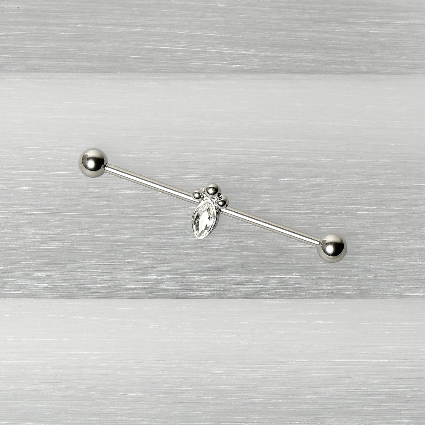 14G Gem Deco Oval Industrial Barbell 38mm - BodyCandy - Flyclothing LLC