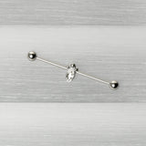 14G Gem Deco Oval Industrial Barbell 38mm - BodyCandy - Flyclothing LLC