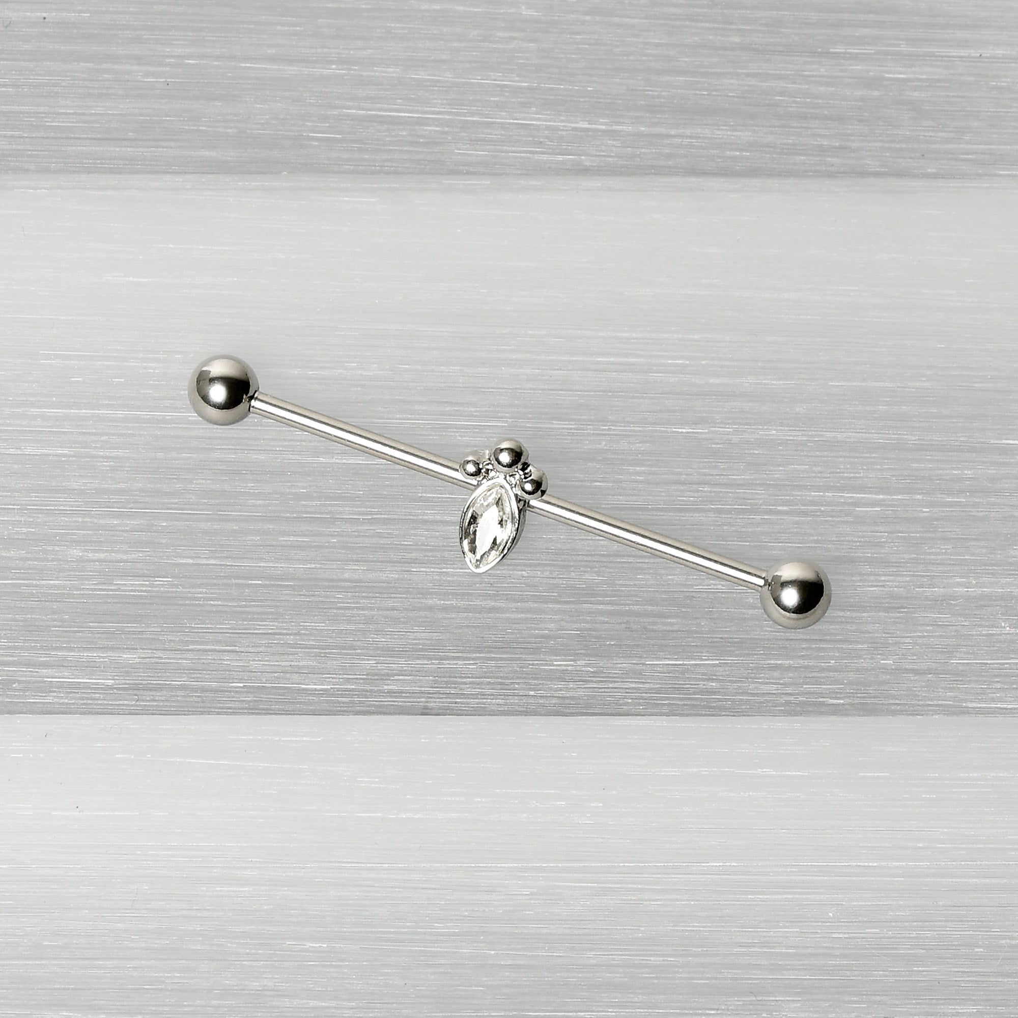 14G Gem Deco Oval Industrial Barbell 38mm - BodyCandy - Flyclothing LLC
