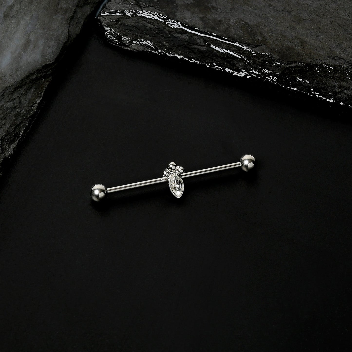 14G Gem Deco Oval Industrial Barbell 38mm - BodyCandy - Flyclothing LLC
