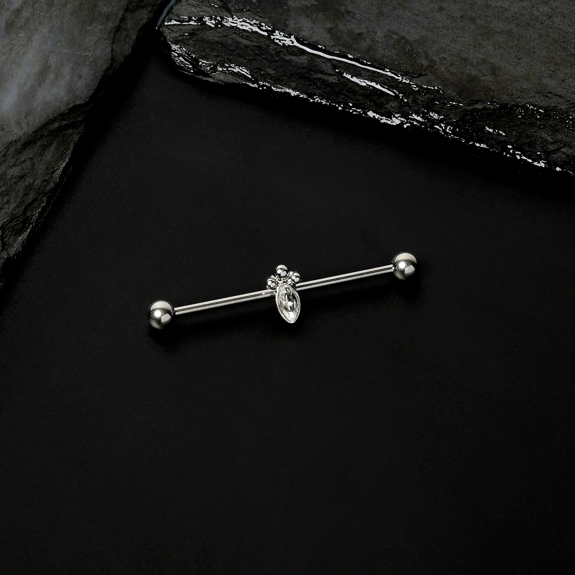 14G Gem Deco Oval Industrial Barbell 38mm - BodyCandy - Flyclothing LLC