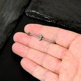 14G Gem Deco Oval Industrial Barbell 38mm - BodyCandy - Flyclothing LLC