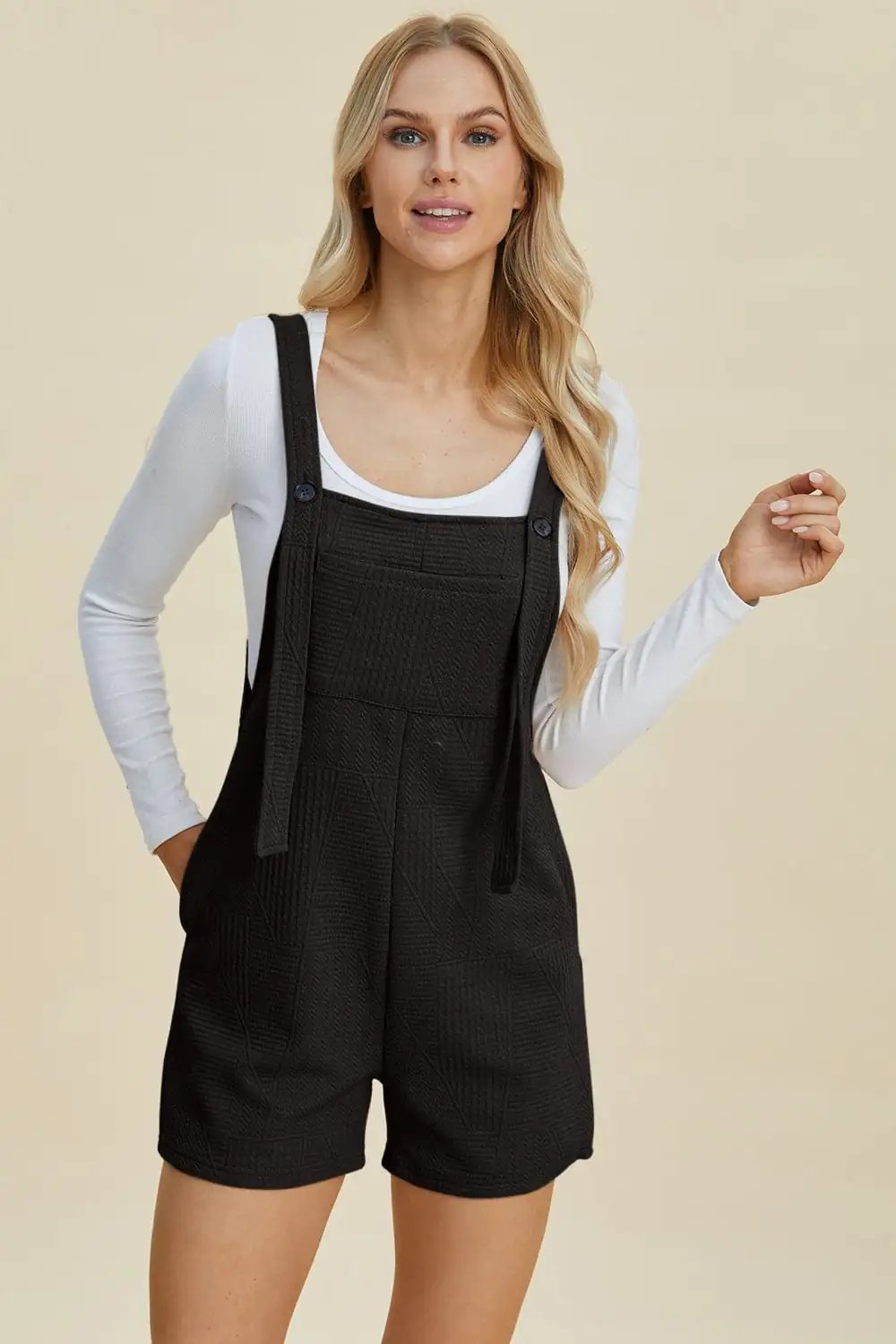 Double Take Full Size Texture Sleeveless Romper - Trendsi