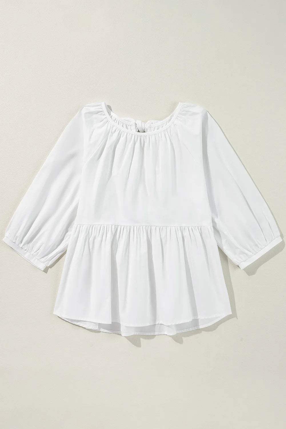 Bow Round Neck Three-Quarter Sleeve Blouse - Trendsi - Flyclothing LLC
