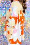 Flower Round Neck Three-Quarter Sleeve Blouse - Trendsi - Flyclothing LLC