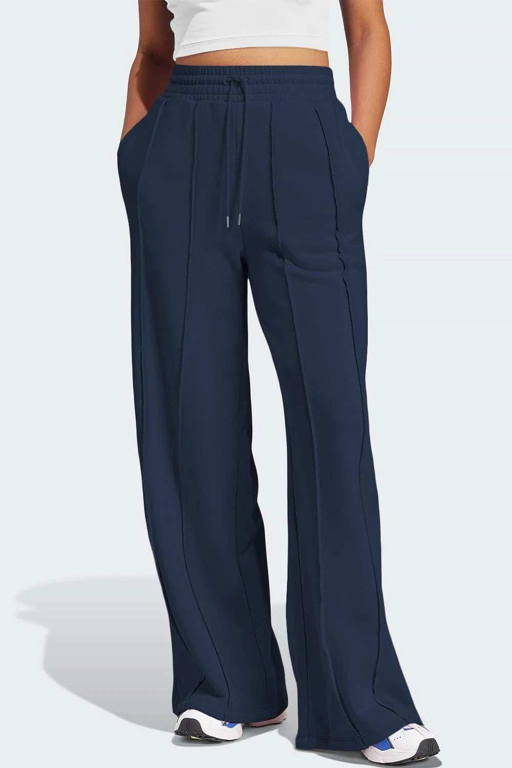 Drawstring Wide Leg Active Pants - Trendsi - Flyclothing LLC