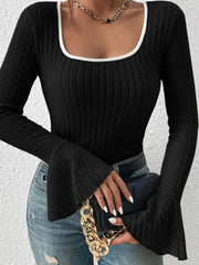 Scoop Neck Long Sleeve T-Shirt - Trendsi