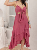 Cutout Tiered Sweetheart Neck Cami Dress - Trendsi