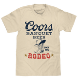 Coors Banquet Beer Rodeo Cowboy Boots and Hat T-Shirt - Cream - Tee Luv - Flyclothing LLC