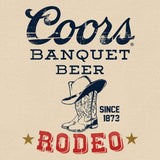 Coors Banquet Beer Rodeo Cowboy Boots and Hat T-Shirt - Cream - Tee Luv - Flyclothing LLC