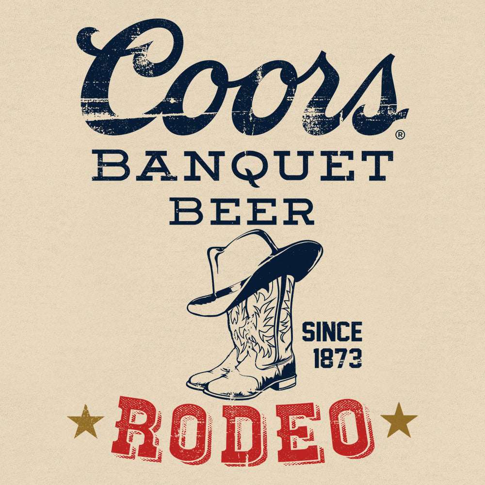 Coors Banquet Beer Rodeo Cowboy Boots and Hat T-Shirt - Cream - Tee Luv - Flyclothing LLC