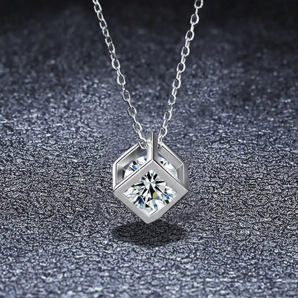 925 Sterling Silver Moissanite Pendant Necklace - Trendsi - Flyclothing LLC